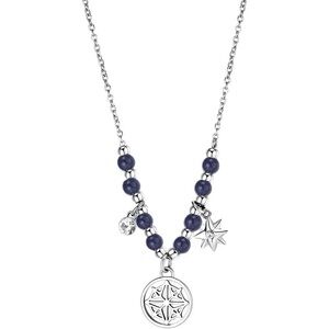 Woman wind rose necklace Chakra Brosway 316L steel with blue beads NWT